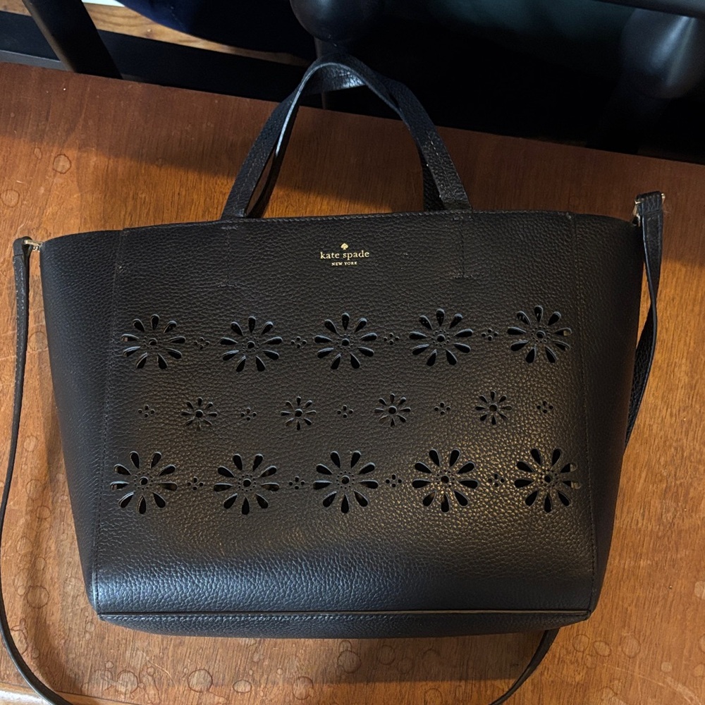Kate Spade Black Daisy Cutout Tote